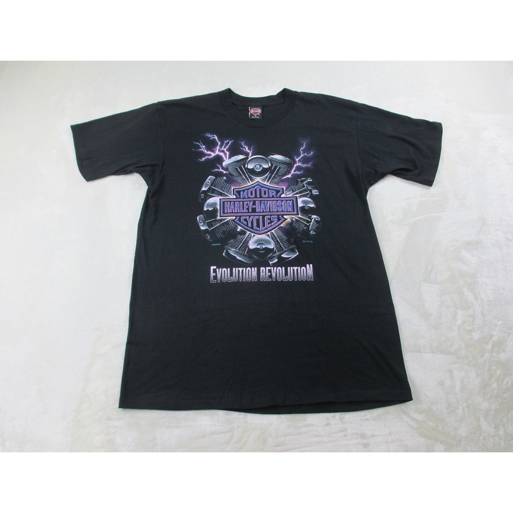 VINTAGE Harley Davidson‎ Shirt Mens Extra Large Black Woodstock Illinois 90s*